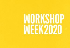 Gul bakgrund med text på bild. Texten säger: Workshop Week 2020