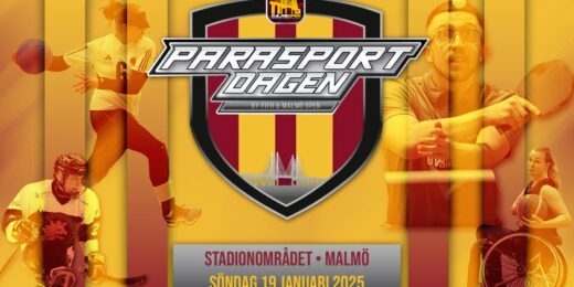 Kollage med personer som utövar olika parasporter. Text som lyder "Parasportdagen by FIFH & Malmö Open" samt "Stadionområdet i Malmö, söndag 19 januari 2025".